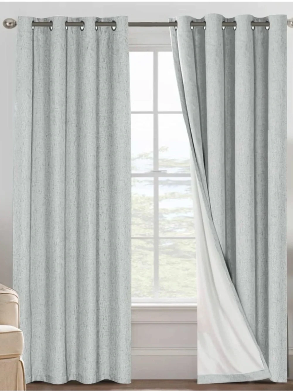 New in bag Light-Filtering Grommet Curtain 2 Panel in Glacier Gray 42x63